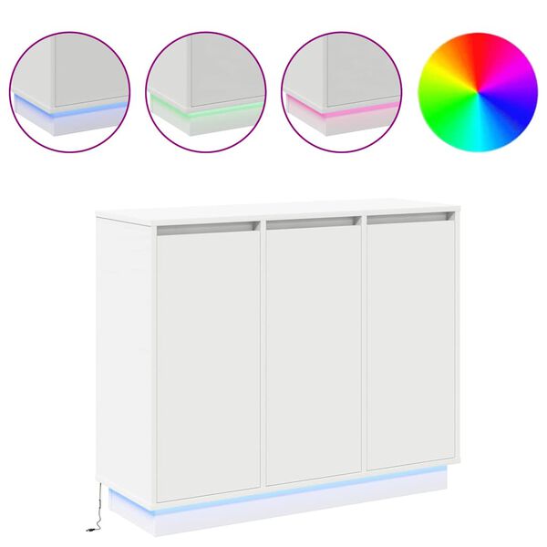 vidaXL LED-Sideboard mit Regal Weiß 90 x 32 x 75 cm Holzwerkstoff