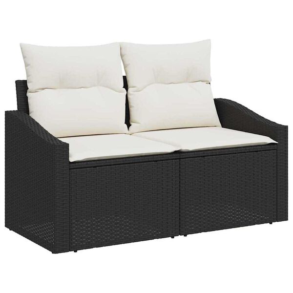vidaXL Gartensofa-set mit Speicher 8 pcs Schwarz und Creme Poly-Rattan