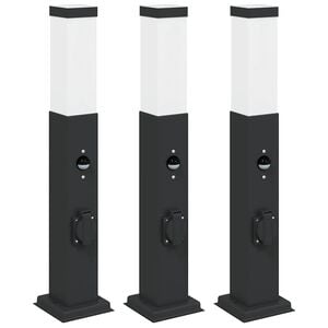 vidaXL Pollerleuchten mit Sensor&Steckdose 3 Stk. 50 cm Schwarz IP44