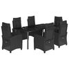 vidaXL 7-tlg. Garten-Essgruppe mit Kissen Schwarz Poly Rattan