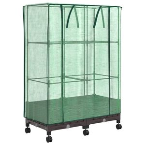vidaXL Gartenplanter mit Gew&auml;chshausabdeckung und R&auml;dern 2 Stk. Braun