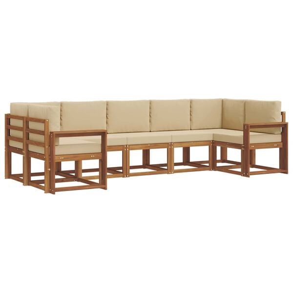 vidaXL Outdoor-Sofagarnitur mit Kissen 7 pcs Natur und Beige