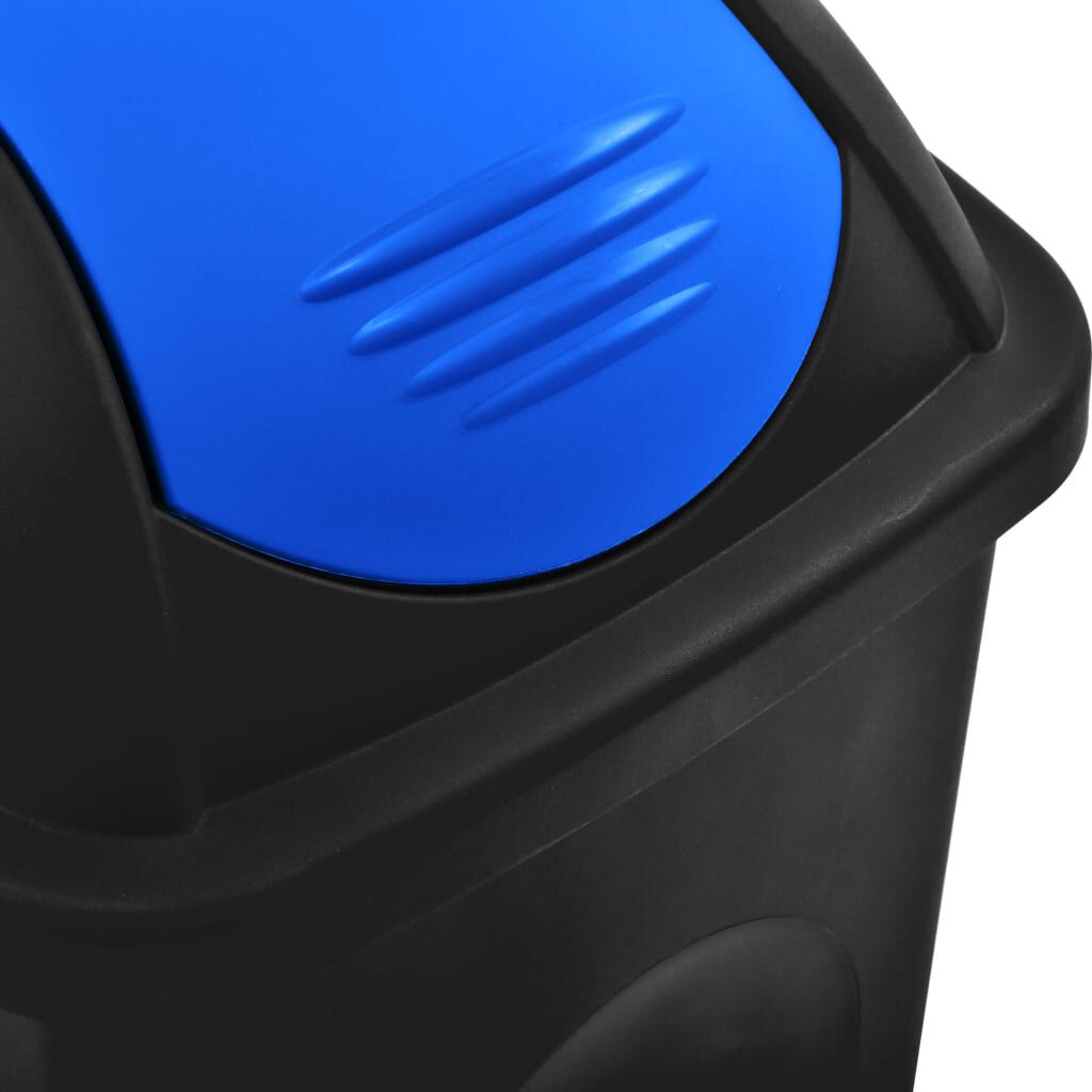 Mülleimer 60L mit Schwingdeckel Abfalleimer Abfallbehälter Müllbehälter XL Blau 