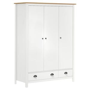 vidaXL Kleiderschrank mit 3 T&uuml;ren Hill Wei&szlig; 127x50x170 cm Kiefernholz