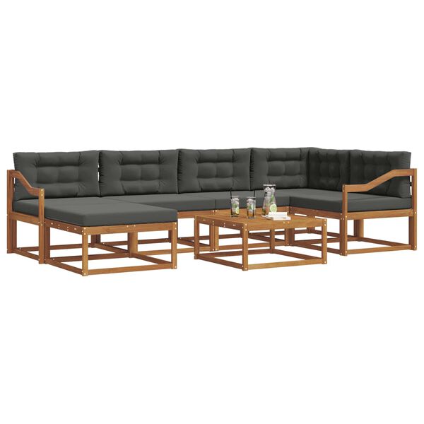 vidaXL Outdoor-Sofagarnitur mit Kissen 7 pcs Natur und Anthrazit