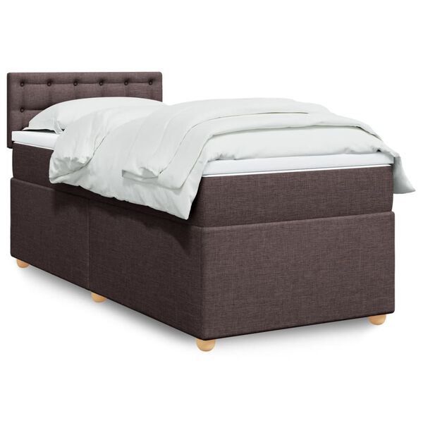 vidaXL Boxspringbett mit Matratze Dunkelbraun 80x200 cm Stoff