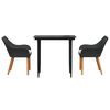 vidaXL Garten Essgruppe mit Kissen 3 pcs Schwarz Poly-Rattan
