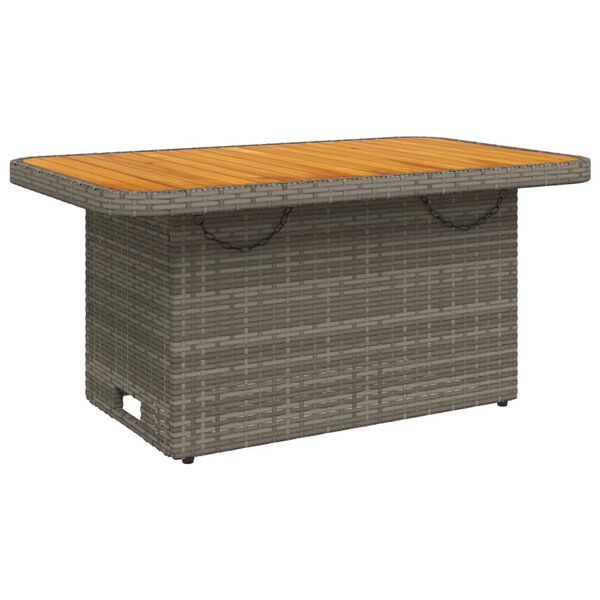 vidaXL Gartentisch Grau 90x55x71 cm Poly Rattan und Akazienholz