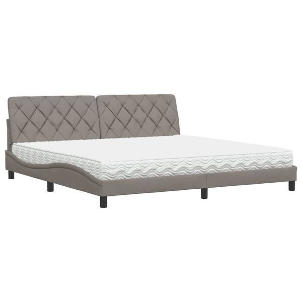 vidaXL Bett mit Matratze Taupe 200x200 cm Stoff