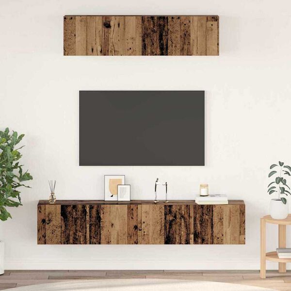 vidaXL TV-Schrankset Wandmontiert 4 pcs Altholz Holzwerkstoff