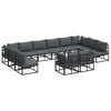 vidaXL Gartensofa-set mit Kissen 12 pcs Schwarz Aluminium