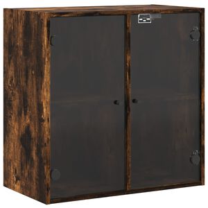 vidaXL Wandschrank mit Glast&uuml;ren R&auml;uchereiche 68x37x68,5 cm
