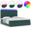 vidaXL Ottoman-Bett mit Matratzen & LEDs Dunkelgrün 160x200 cm Samt