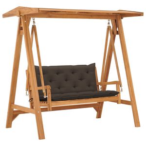 vidaXL Hollywoodschaukel mit Taupe Auflage 170 cm Massivholz Teak