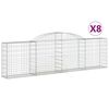 vidaXL Gabionen mit Hochbogen 8 Stk. 300x30x80/100 cm Verzinktes Eisen