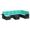 vidaXL 9-tlg. Garten-Sofagarnitur mit Kissen Schwarz Poly Rattan