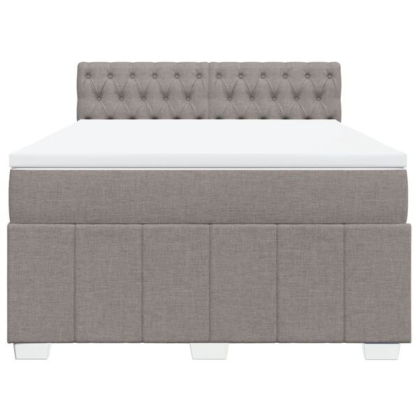 vidaXL Boxspringbett mit Matratze Taupe 140x200 cm Stoff