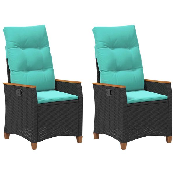 vidaXL Verstellbarer Gartenstuhl Schwarz und T&uuml;rkis 64 x 57,5 x 112 cm