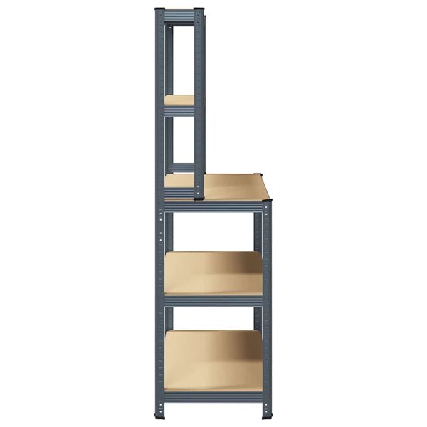 vidaXL Arbeitstisch mit 5 Ablagen Anthrazit Stahl & Holzwerkstoff