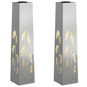 vidaXL Solar LED Weg Licht 2 stk. Warmes Wei&szlig; 18 x 18 x 80 cm