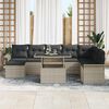vidaXL Garten-Sofa-Set mit Kissen 9 pcs Hellgrau Poly Rattan