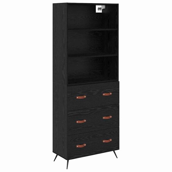 vidaXL Highboard Schwarz Eichen-Optik 69,5 x 34 x 180 cm Holzwerkstoff