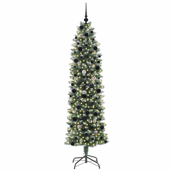 vidaXL K&uuml;nstlicher schlanker Weihnachtsbaum Gr&uuml;n und Wei&szlig; 240 cm