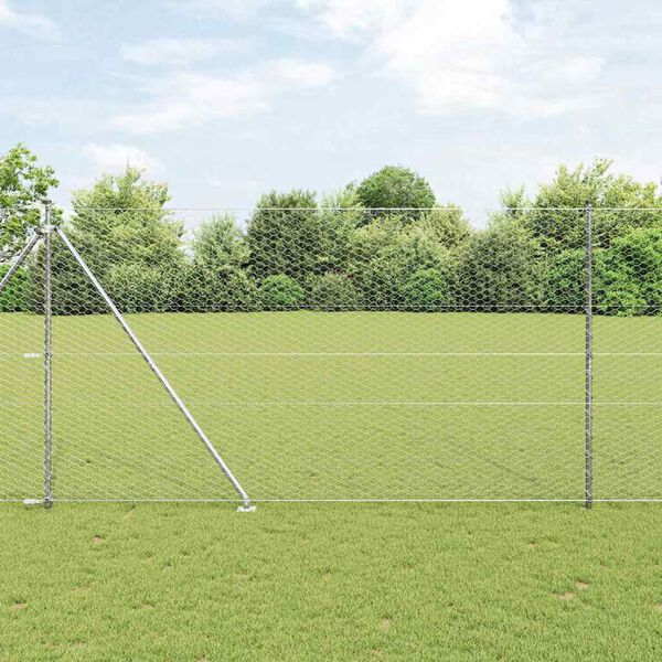 vidaXL Zaunpfosten Silber 25 x 1,6 m (36 mm Mesh) Stahl