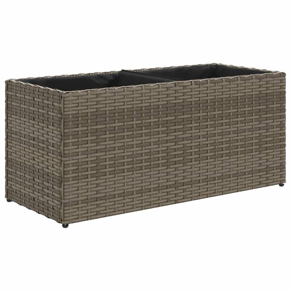 vidaXL Hochbeet mit 2 F&auml;chern Grau 72x30x32 cm Poly Rattan