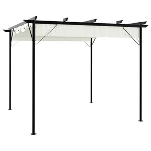vidaXL Pergola mit Versenkbarem Dach Cremewei&szlig; 3x3 m Stahl