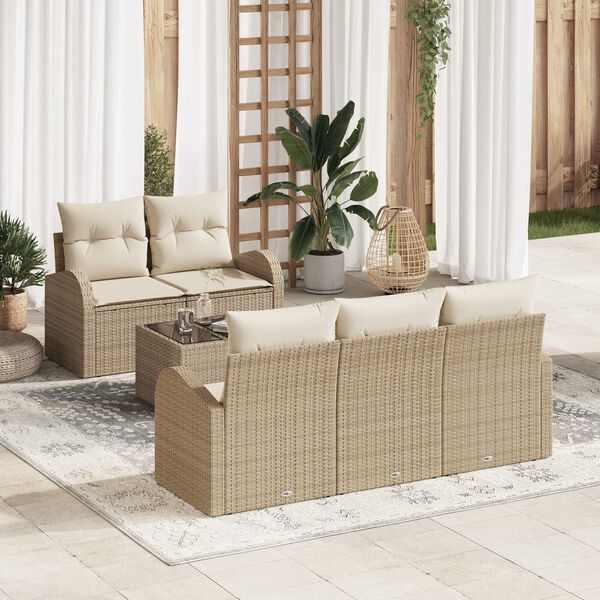 vidaXL Gartensofa-set Beige 55 x 55 x 37 cm Poly-Rattan