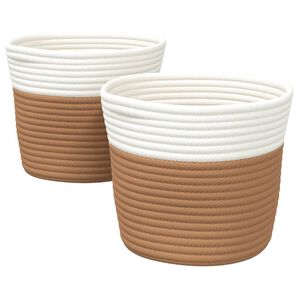 vidaXL Aufbewahrungsk&ouml;rbe 2 Stk. Braun und Wei&szlig; &Oslash;24x18 cm Baumwolle