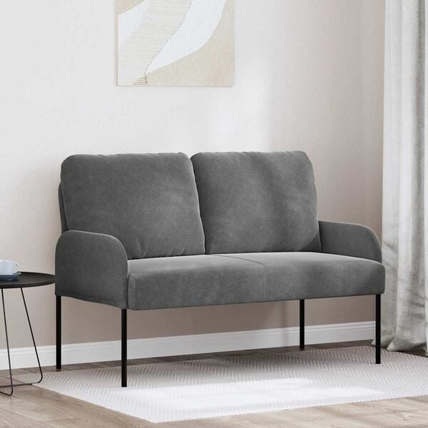 vidaXL Sofas mit Kissen 110cm Dunkelgrau Sperrholz