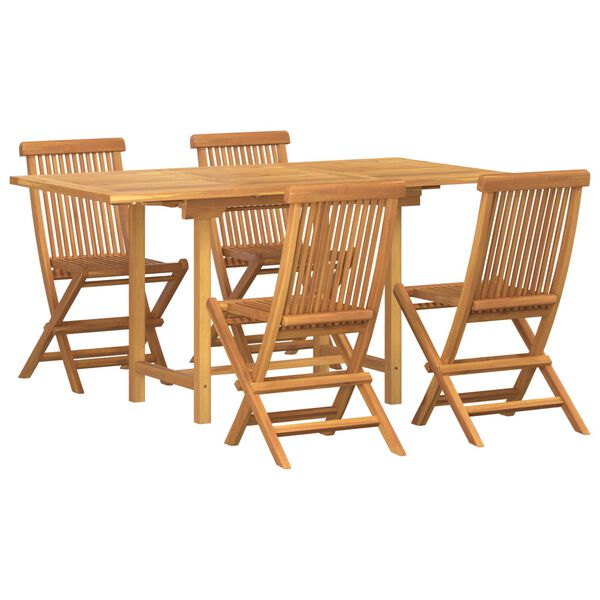 vidaXL Garten Essgruppe 5 pcs Braun Massivholz Teak