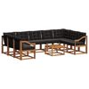 vidaXL Outdoor-Sofagarnitur mit Kissen 10 pcs Nat&uuml;rlich und Schwarz