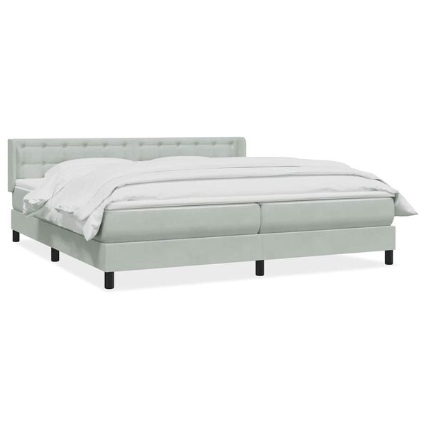 vidaXL Boxspringbett mit Matratze Hellgrau 180x220 cm Samt