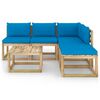 vidaXL 6-tlg. Garten-Lounge-Set mit Hellblauen Kissen