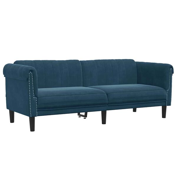 vidaXL Sofa 3-Sitzer Blau Samt
