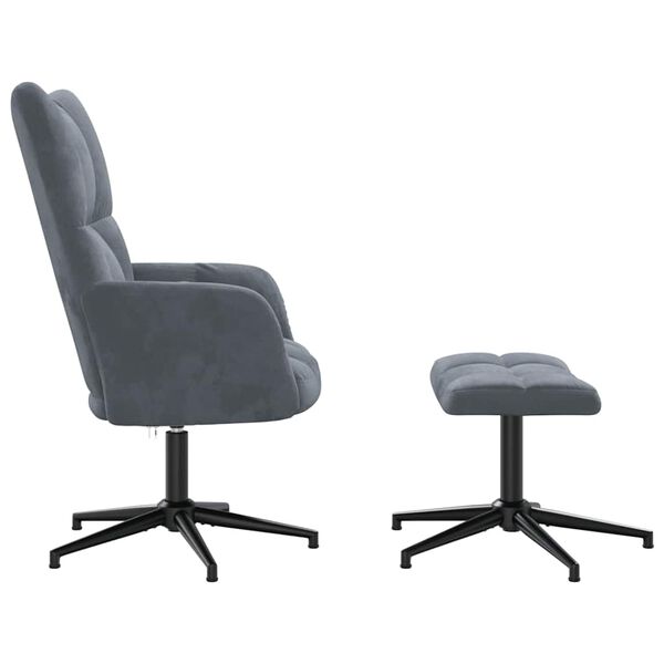 vidaXL Relaxsessel mit Hocker Dunkelgrau Samt