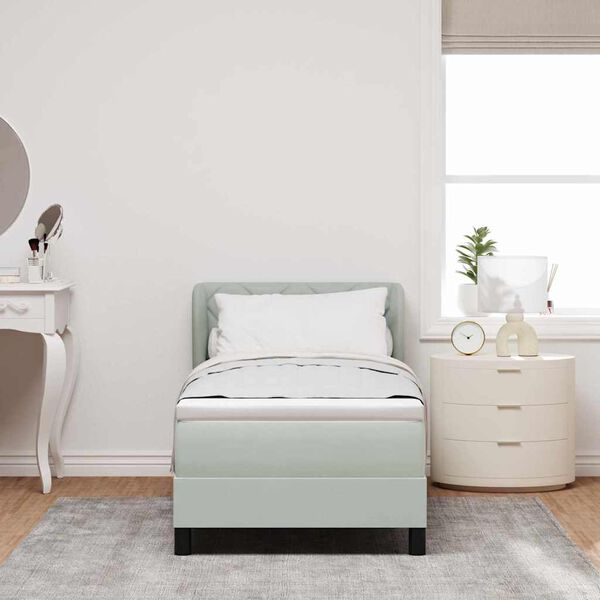 vidaXL Boxspringbett mit Matratze Hellgrau 80 x 200 cm Samt