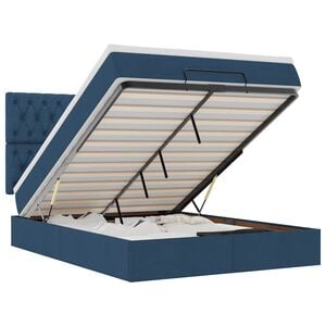 vidaXL Ottoman-Bett mit Matratze & LEDs Blau 140x190 cm Stoff