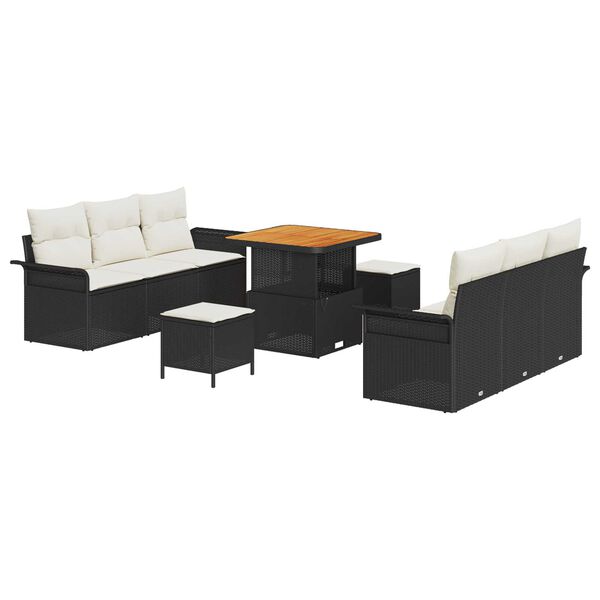 vidaXL Garten-Sofa-Set 9 pcs Schwarz Poly-Rattan