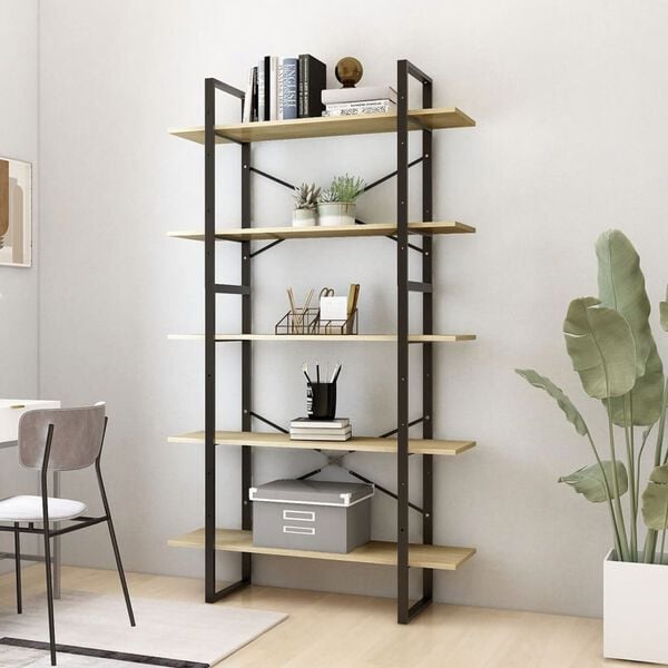 vidaXL B&uuml;cherregal 5 F&auml;cher Sonoma-Eiche 100x30x175 cm Holzwerkstoff
