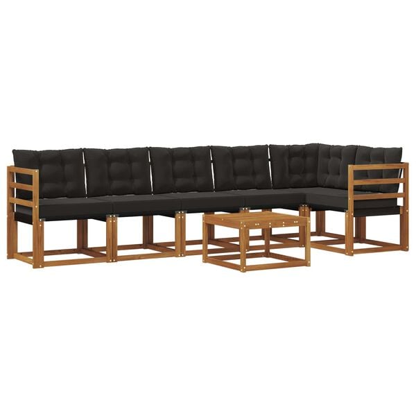 vidaXL Outdoor-Sofagarnitur mit Kissen 7 pcs Nat&uuml;rlich und Schwarz