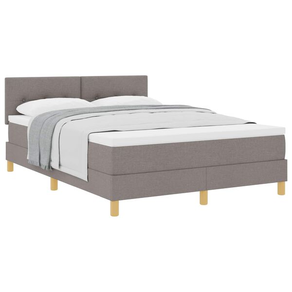 vidaXL Boxspringbett mit Kissen mit Kopfteil Taupe 140 x 200 cm Stoff