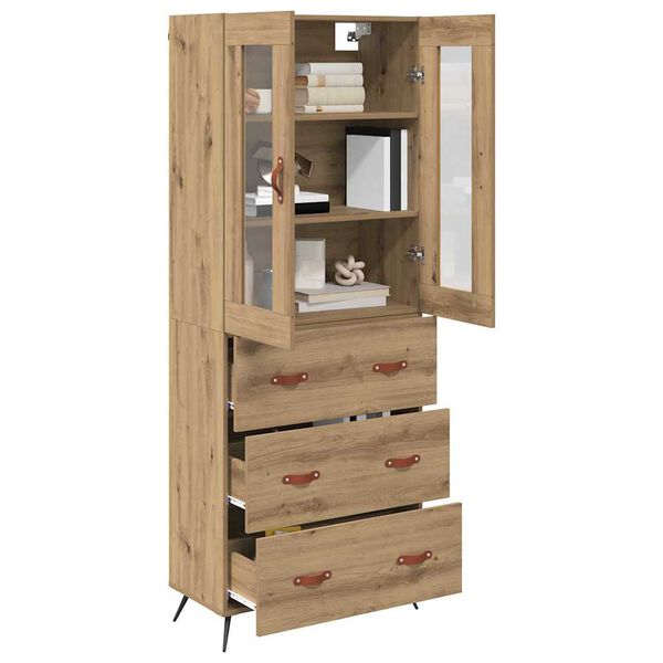vidaXL Highboard-Schrank mit Regal 2 pcs Artisan-Eiche Holzwerkstoff
