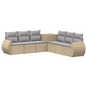 vidaXL Sofa Set 7 stk. Beige und Hellgrau Polyrattan und Stahl