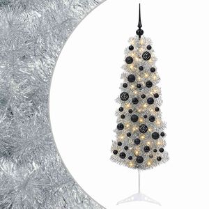 vidaXL K&uuml;nstlicher schmaler Weihnachtsbaum mit Weihnachtskugel 150 cm