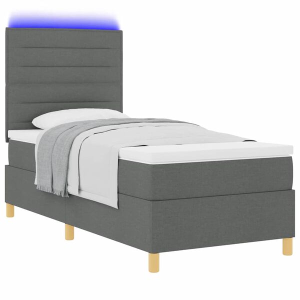 vidaXL Boxspringbett mit Matratze Dunkelgrau 90 x 200 cm Stoff