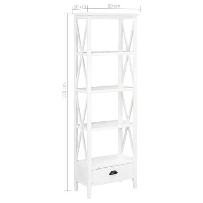 280035 vidaXL Bookcase with 1 Drawer White 60x30x170 cm MDF